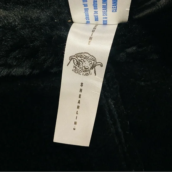 Black Leather Shearling Motorcycle Jacket Size Medium - Picture 6 of 7